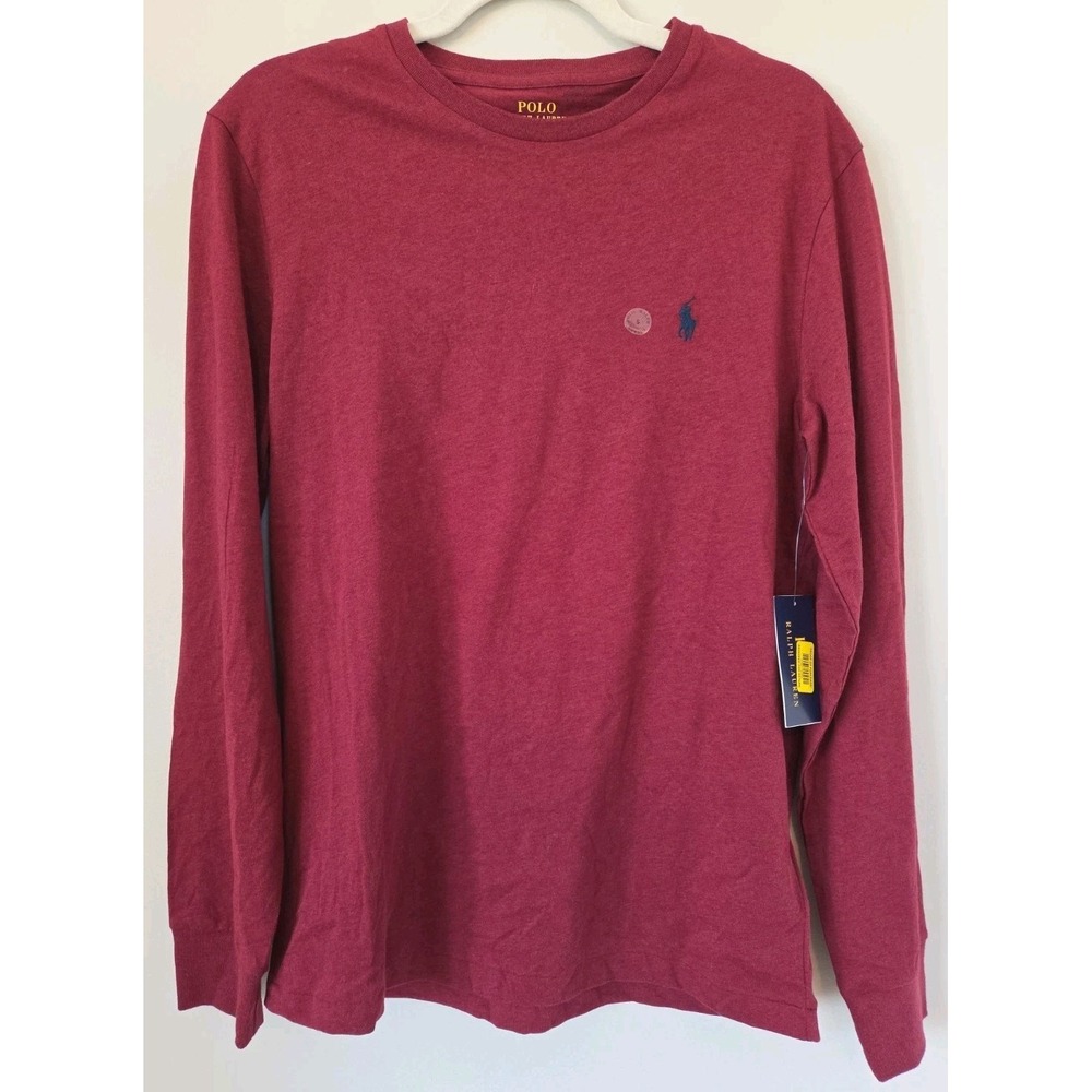 Polo Ralph Lauren Long Sleeve T-shirt Burgundy Red Logo Mens Size Small